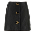 Leather with aged effect mini skirt