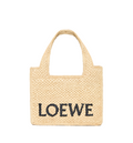 Mini LOEWE Font tote in raffia