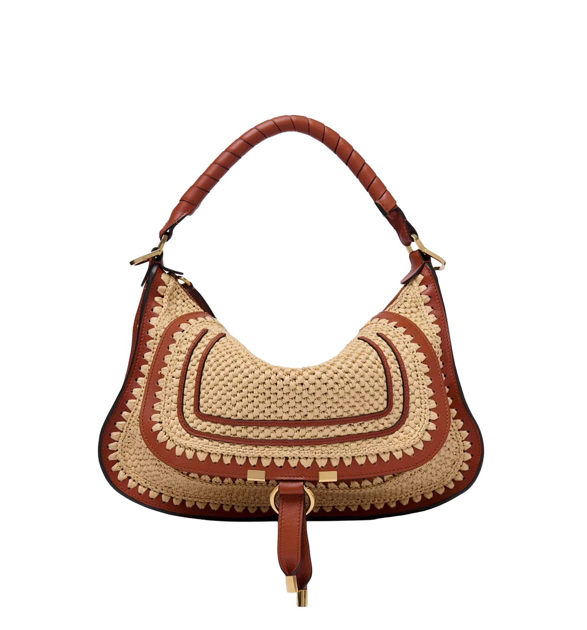 Small Marcie shoulder bag in raffia-effect
