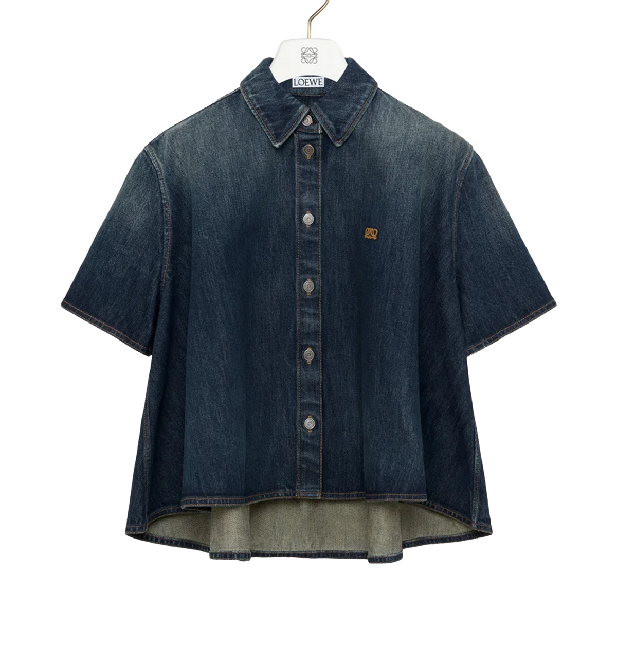 Short Sleeve Trapeze Shirt In Denim