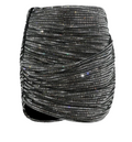 Silver Rhinestone Draped Mini Skirt