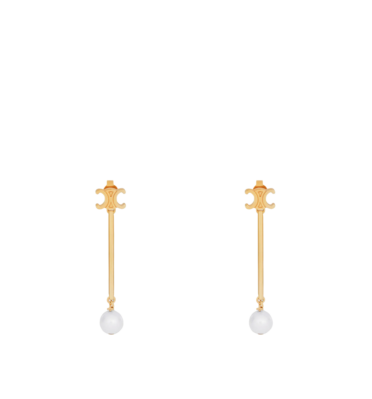 Brass earrings with Triomphe logo