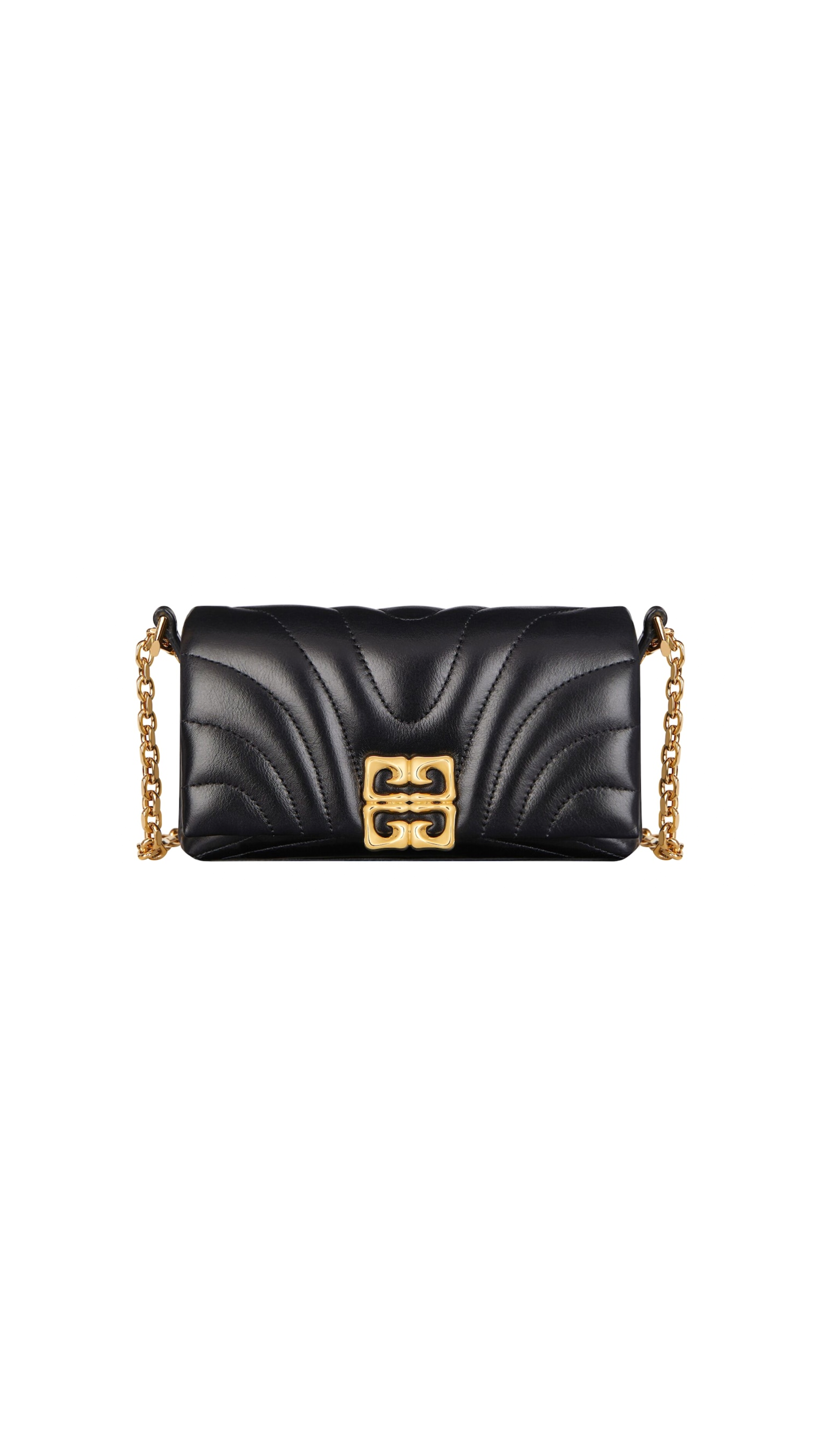 4G Liquid Wallet on Chain in Quilted Leather - Black