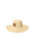 Sun hat in raffia and calfskin