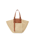 Medium Hammock cabas in raffia and calfskin
