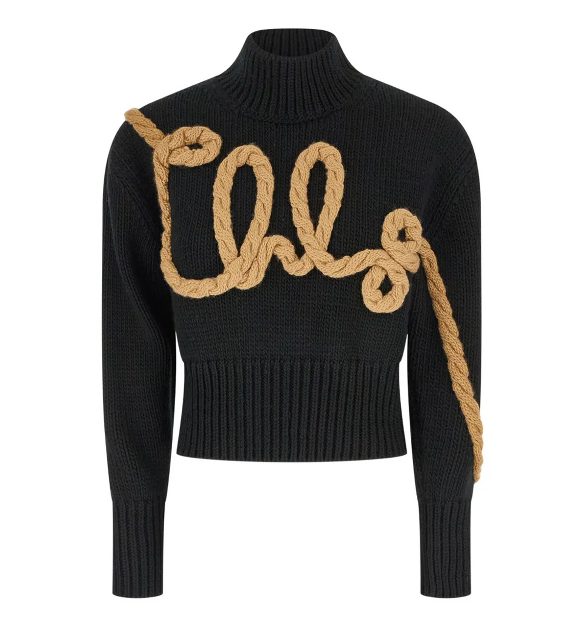 Logo-embroidered cable-knit sweater