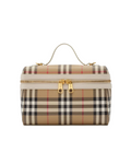 Coated canvas vanity case with check pattern