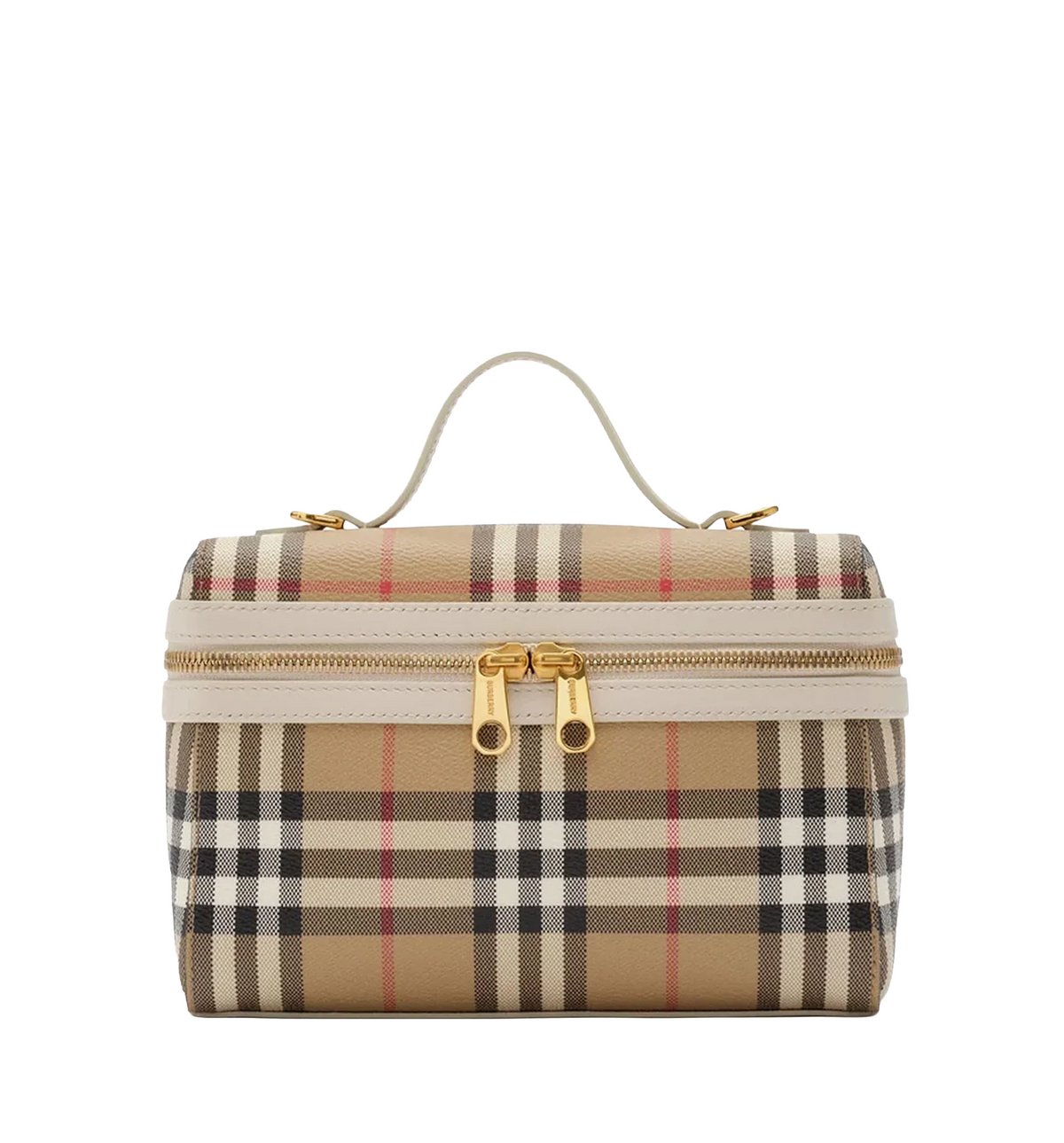 Coated canvas vanity case with check pattern