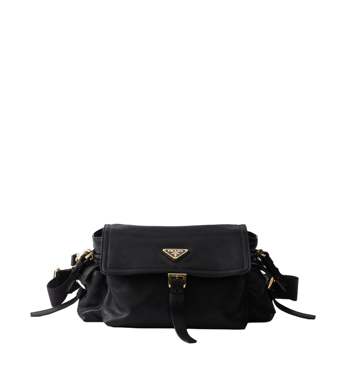 Explore medium nappa leather shoulder bag with flap