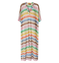 Long caftan cover-up with dégradé zigzag motif