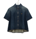 Short sleeve trapeze shirt in denim