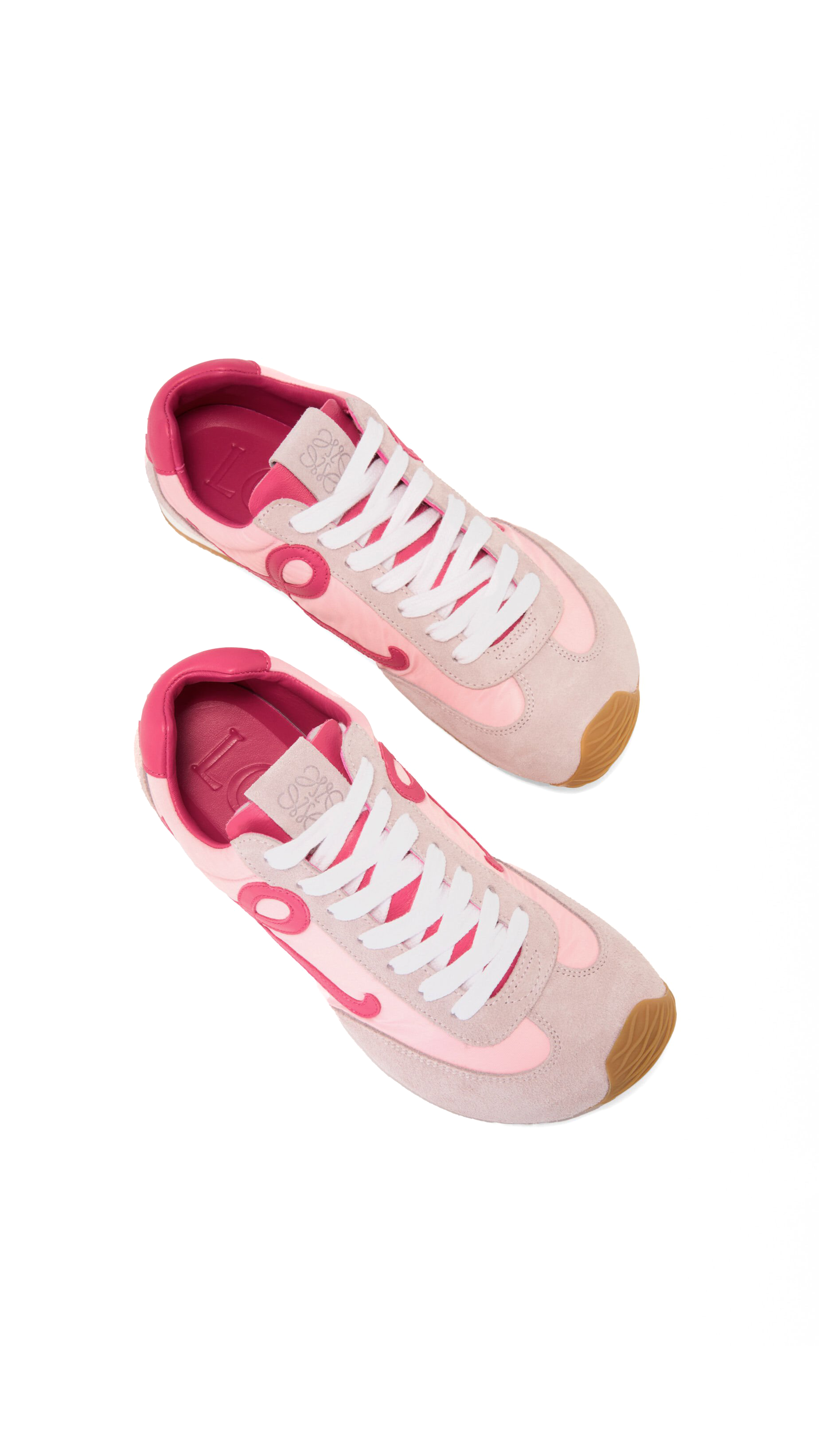 Ballet Runner 2.0 in Nylon and Calfskin - Baby Pink/Fuxia/Old Pink