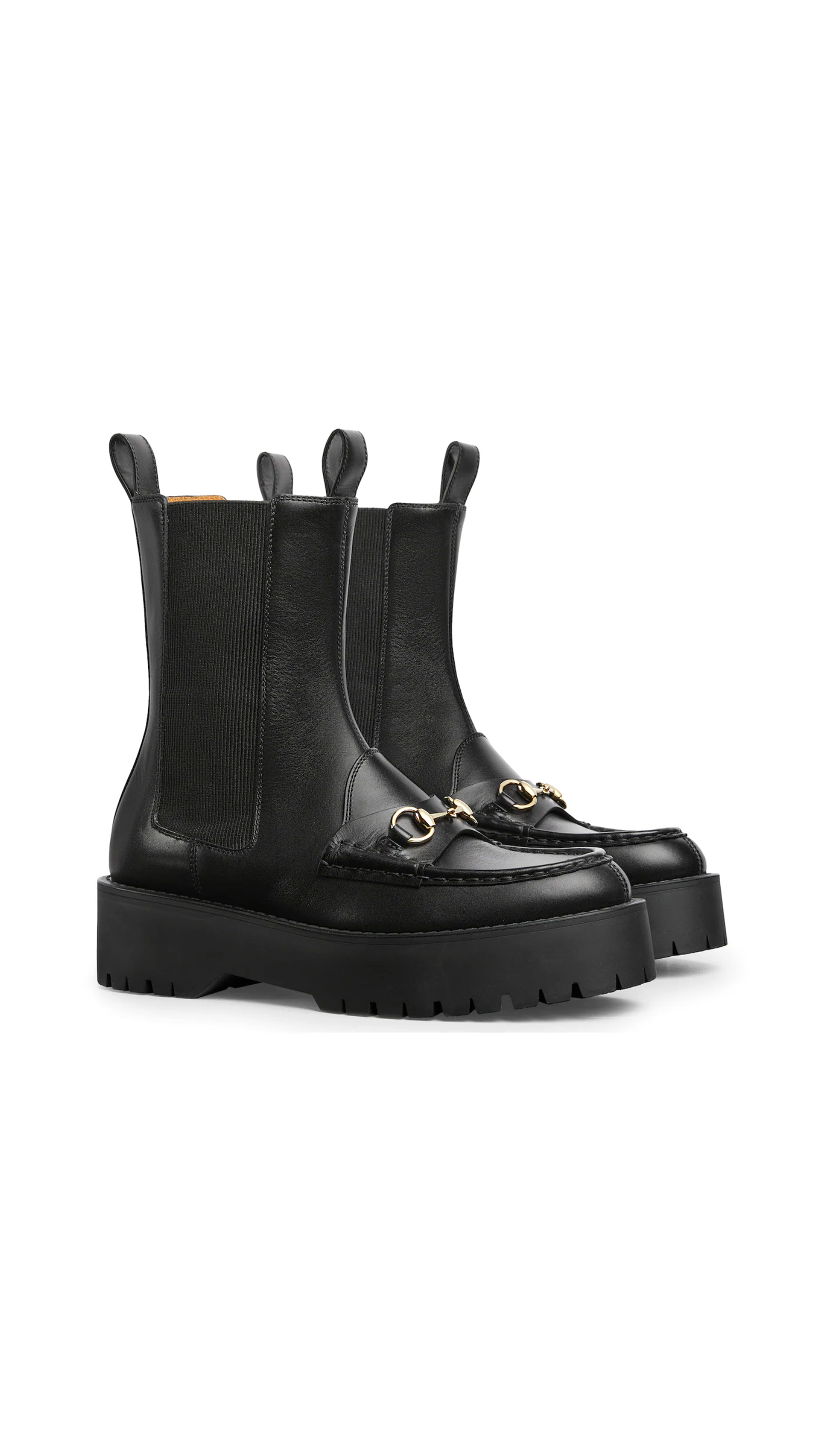 Horsebit Lug Boots - Black