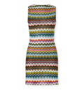 Short cover-up in lamé viscose with pixel-effect zigzag motif