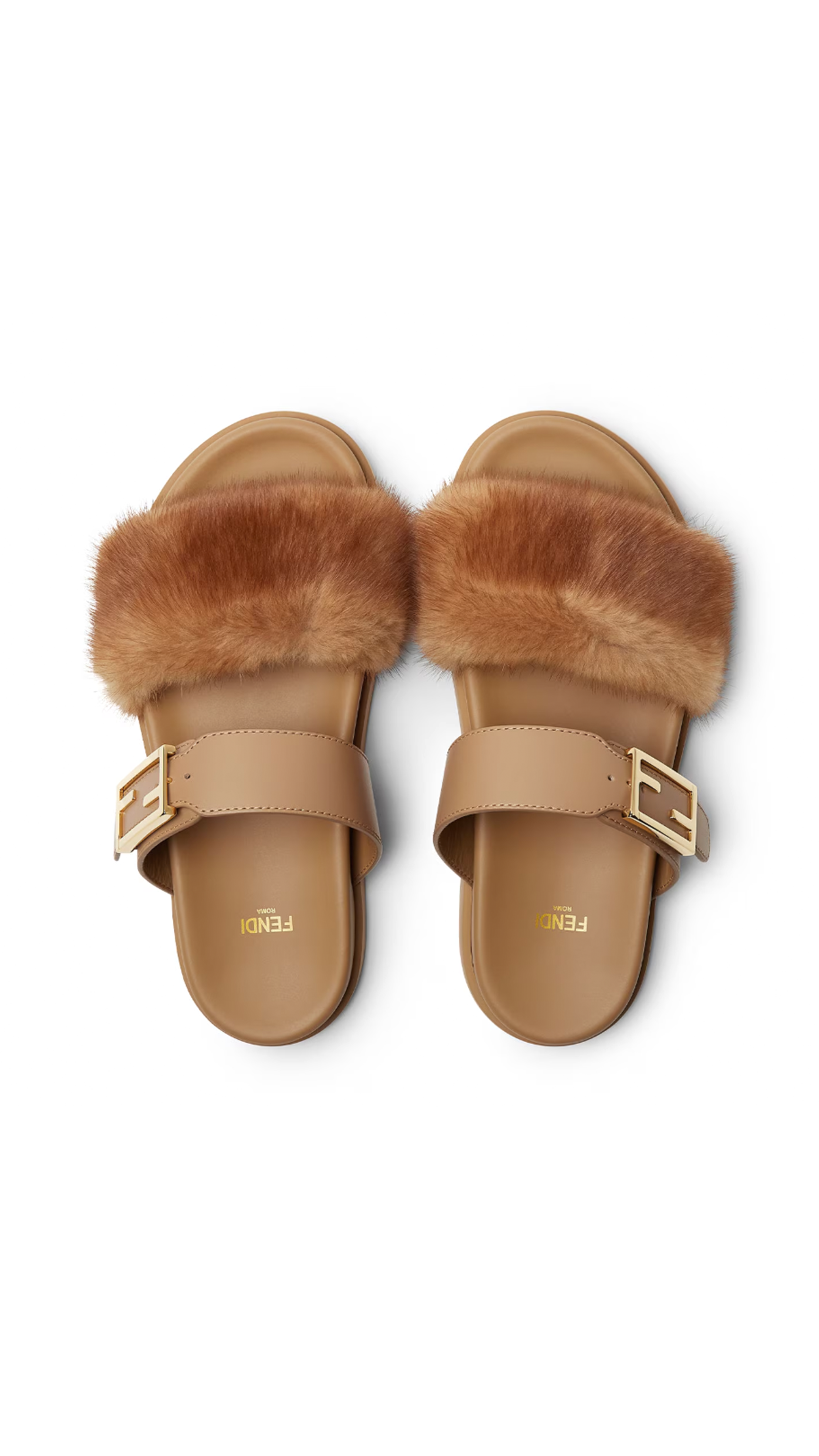 Fendi Feel Slide with Mink - Caramel