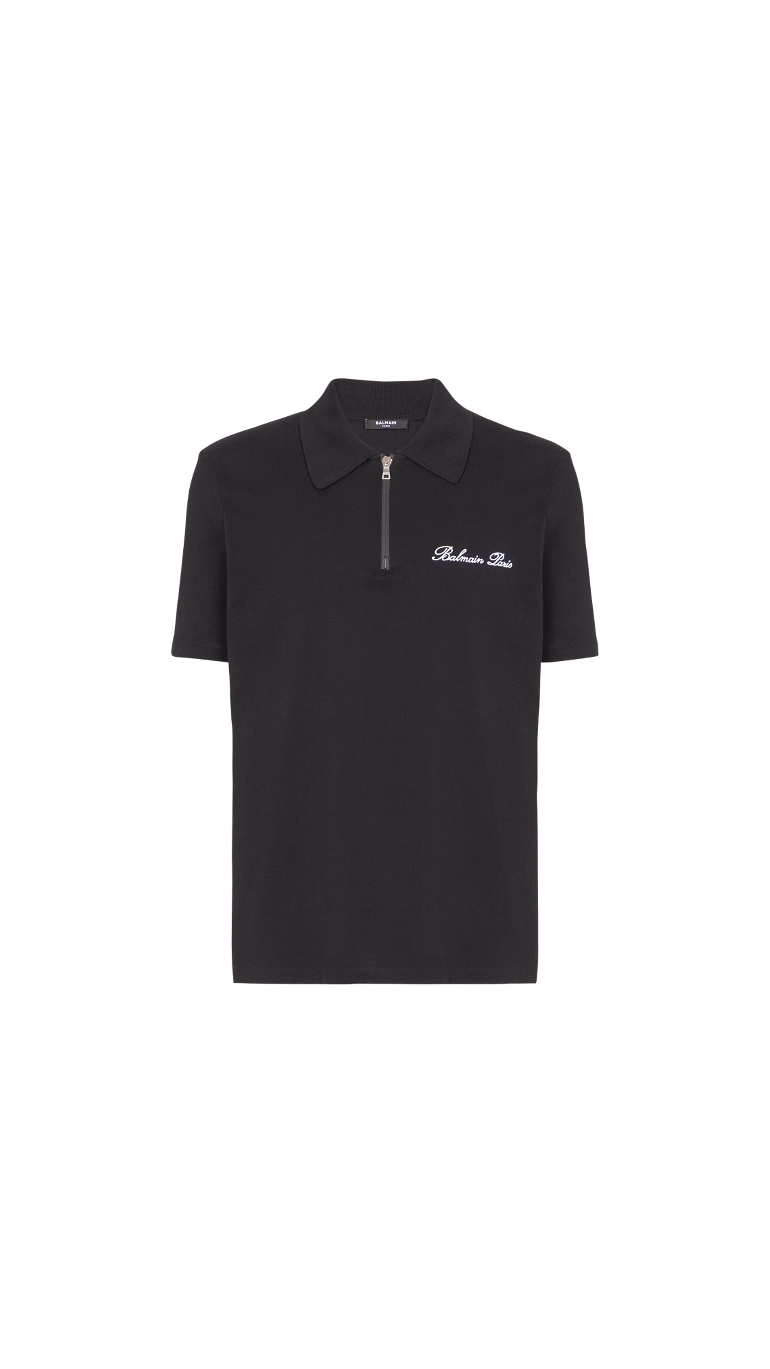 Short-Sleeved Polo Shirt with Embroidery - Black