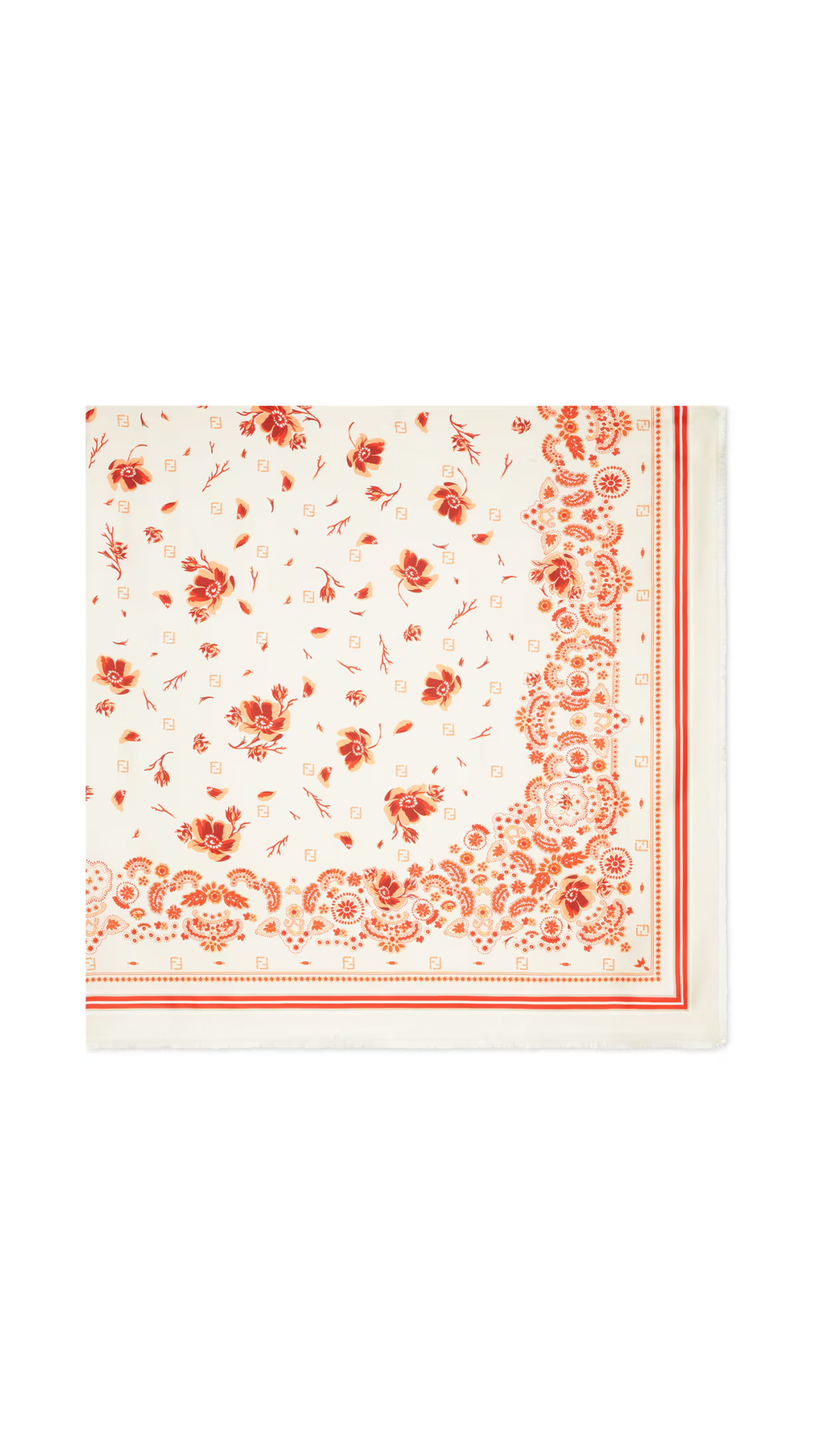 Fendi Bandana Foulard - Ivory/Coral