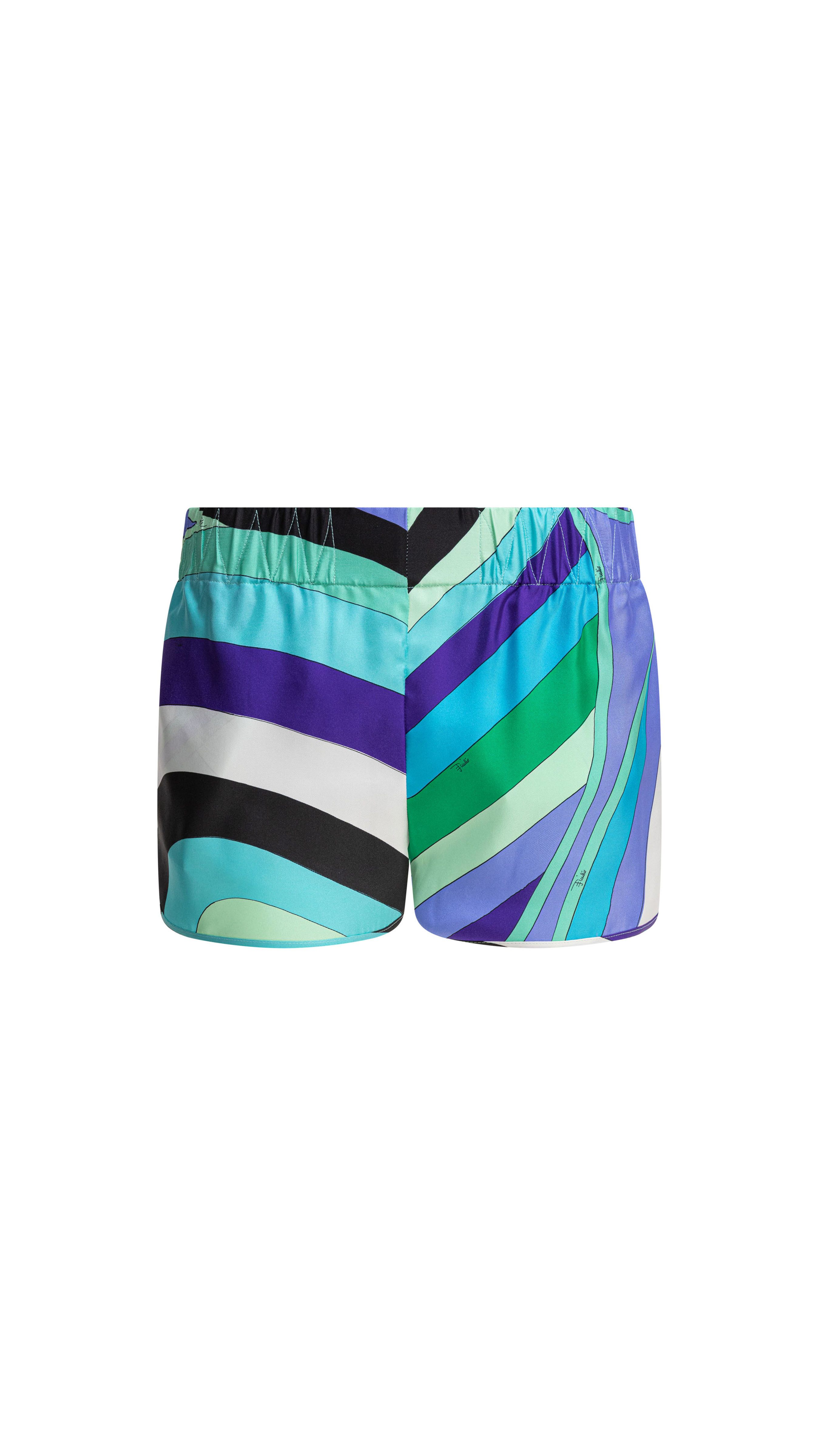 Iride Print Silk Twill Shorts - Green Mix