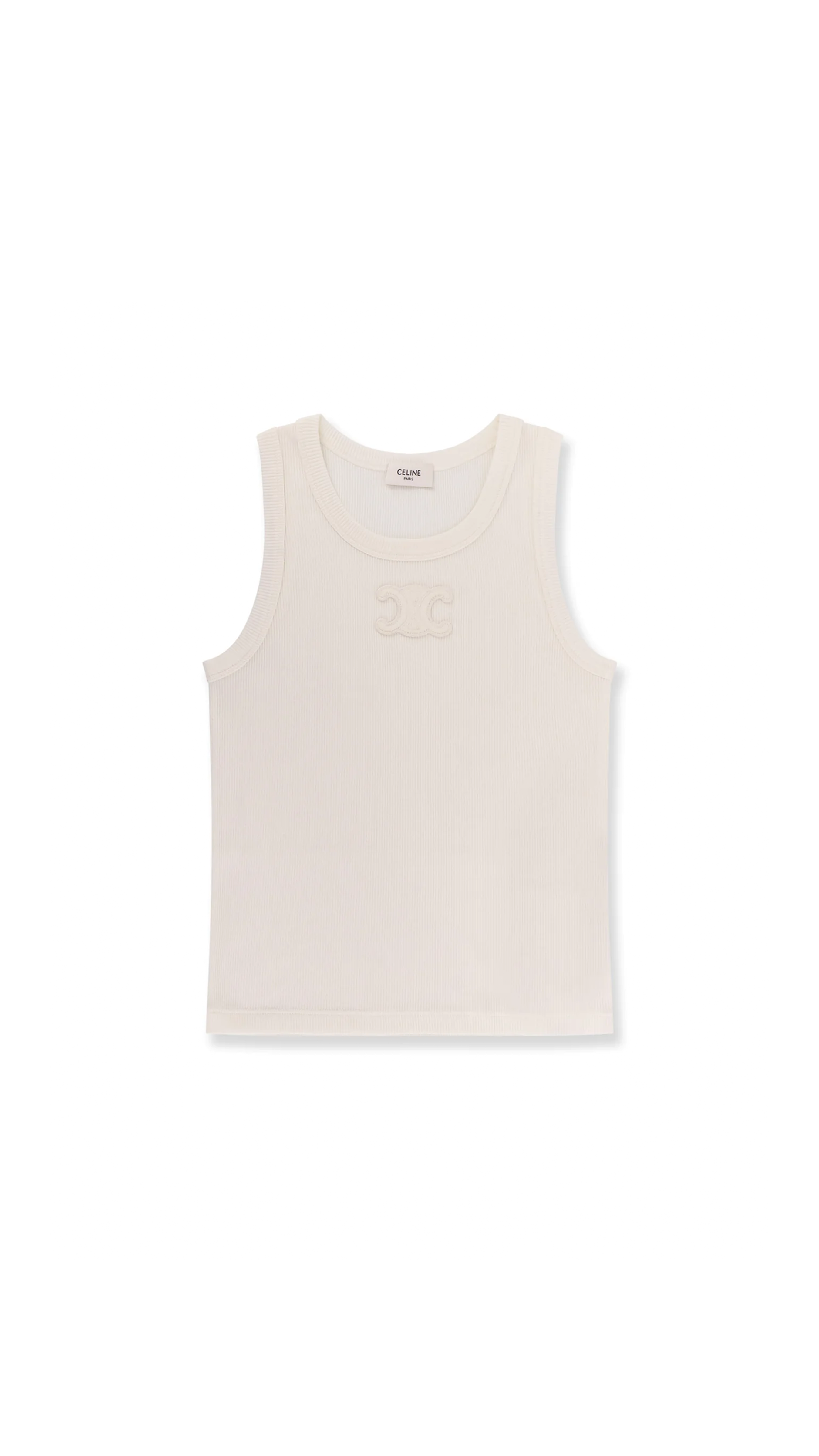 Ribbed Cotton Tank Top - White