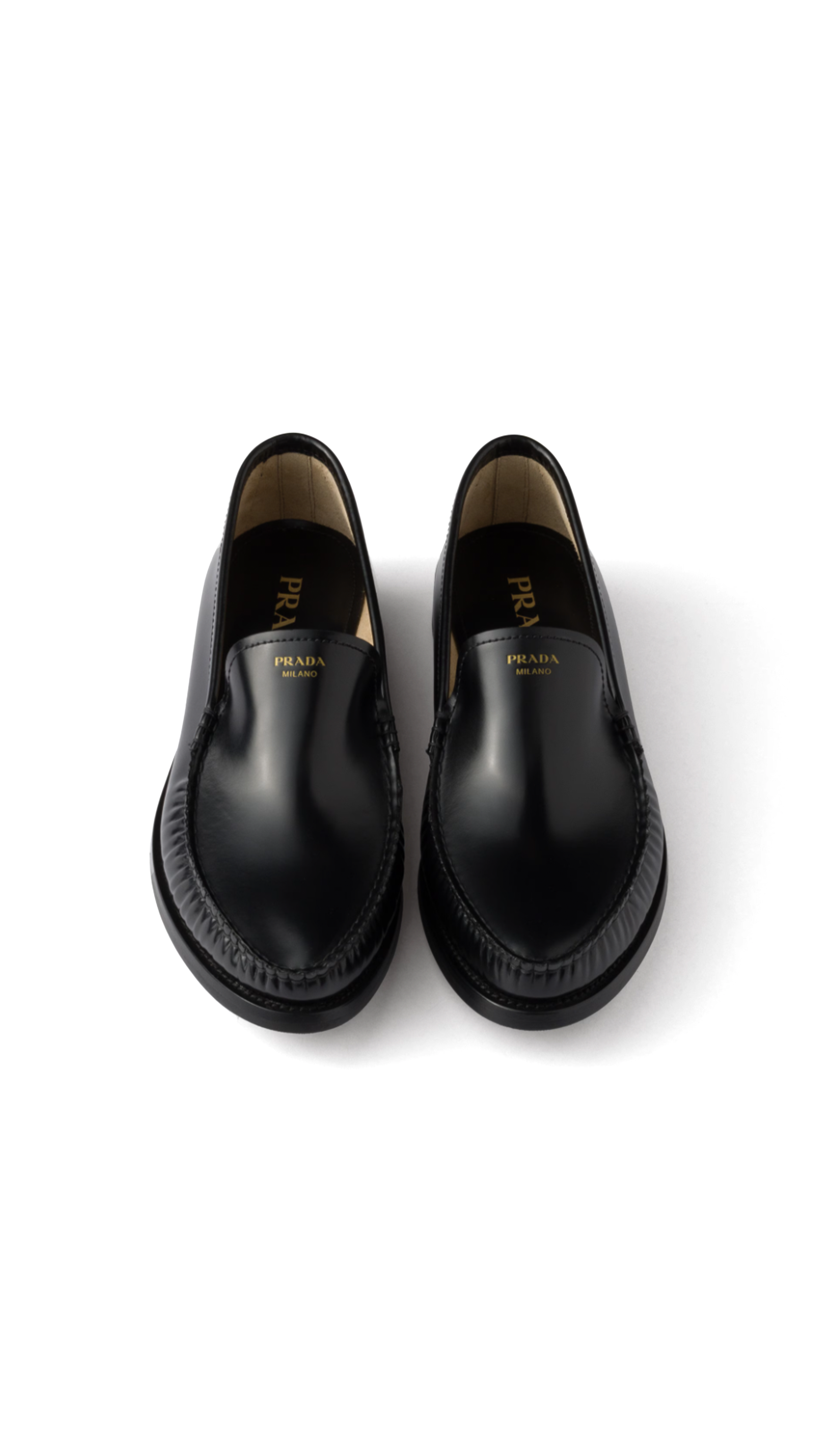 Brushed Leather Loafers - Black