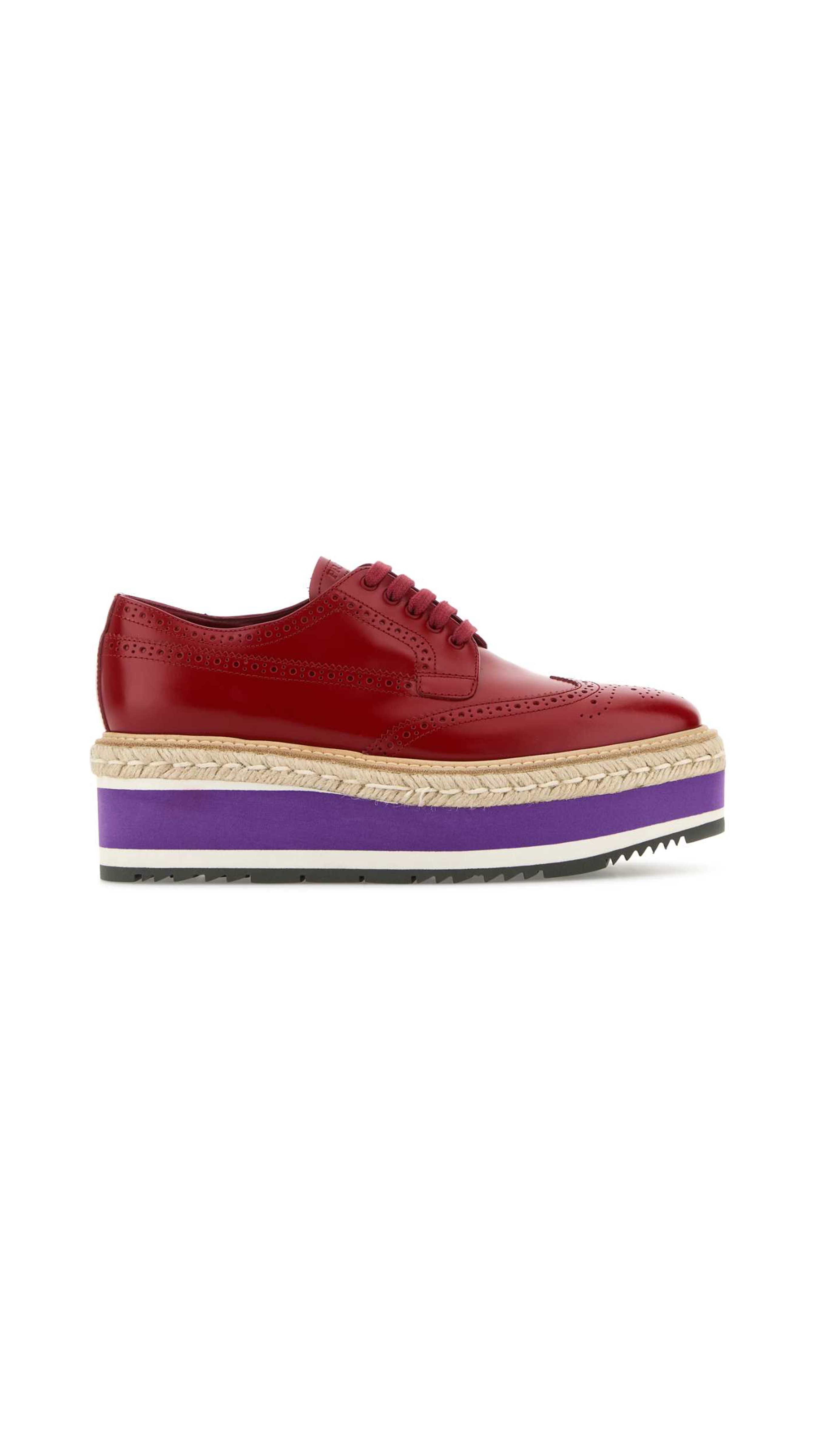 Platform Lace-Up Loafers - Dark Red/Purple