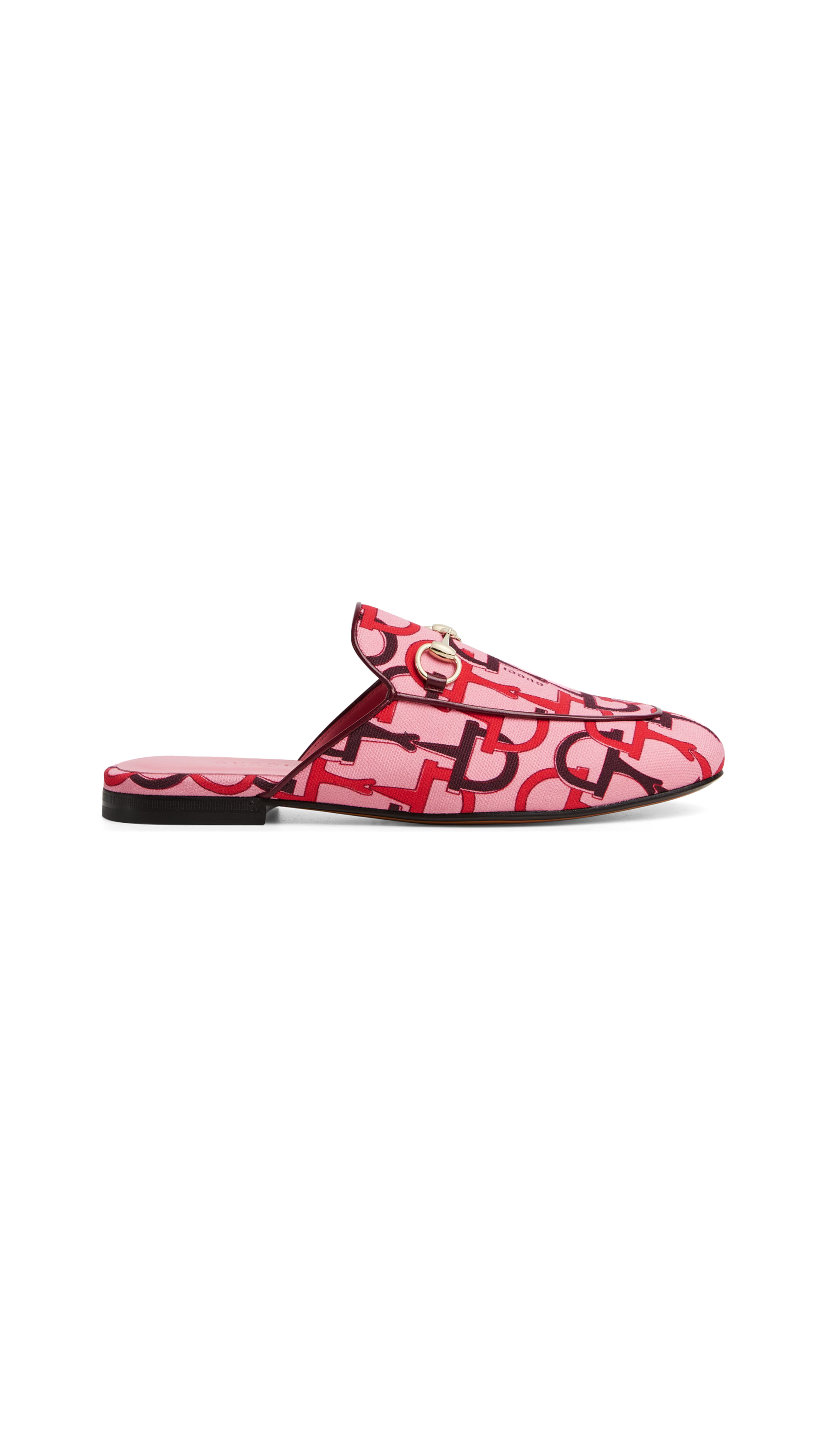 Horsebit Pattern Princetown Slipper - Pink/Red
