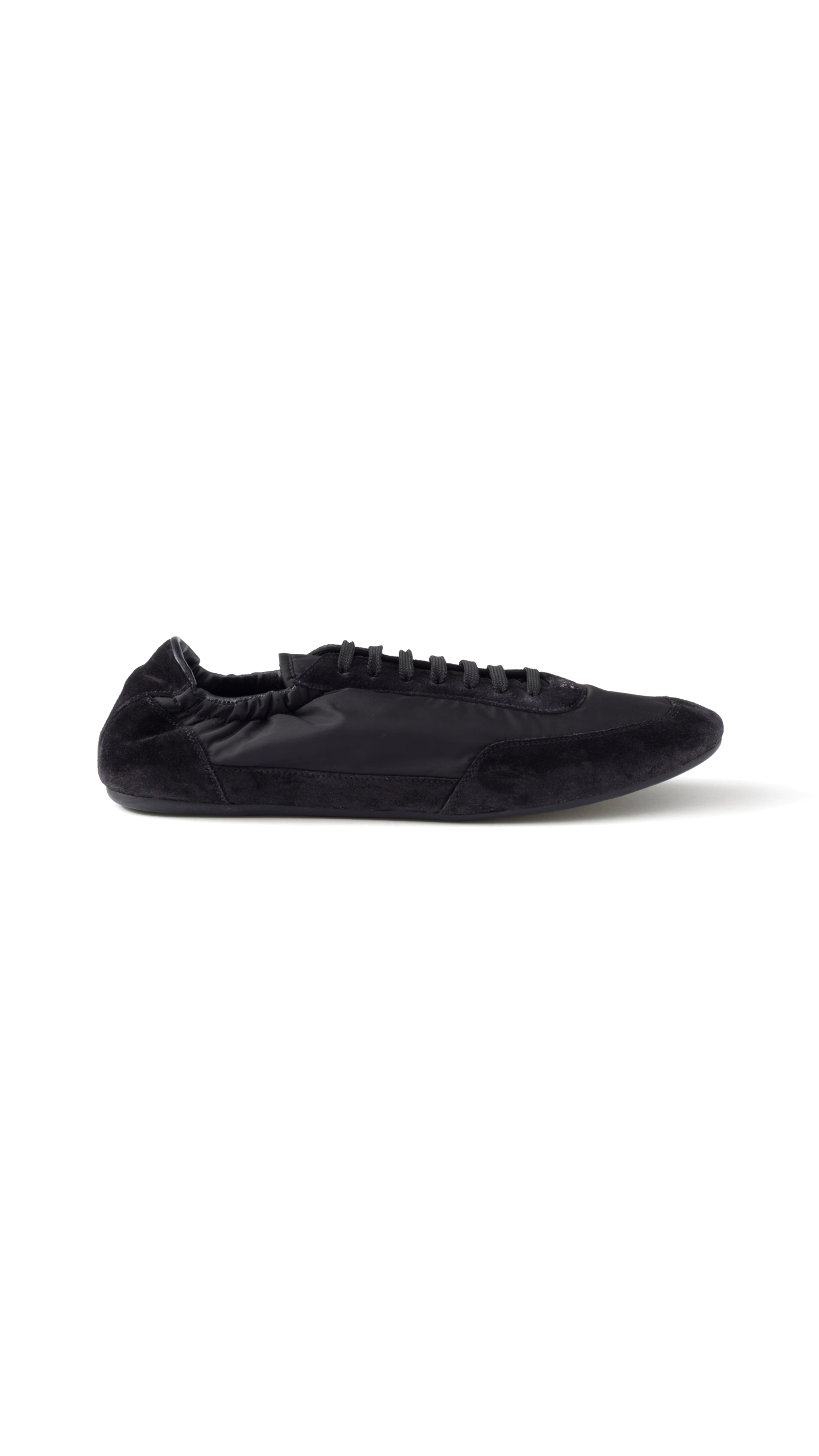 Collapse Re-Nylon and Suede Elasticized Sneakers - Black