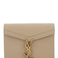 Cassandra Chain Wallet in Grain de Poudre Embossed Leather -  Dark Beige