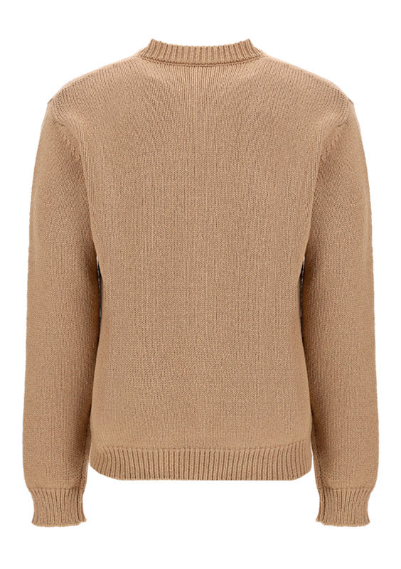 Marino Wool Sweater Logo - Beige