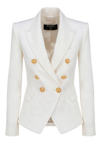 Grain de Poudre Double-Breasted Jacket - White.