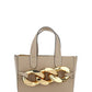 Mini Chain Leather Tote Bag - Taupe