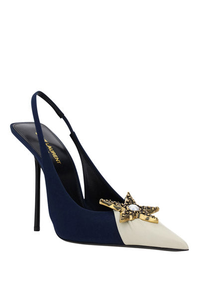 Volver Slingbacks In Crepe the Chine And Leather - Navy
