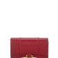 Hourglass Wallet In Shiny Crocodile Embossed Calfskin - Raspberry