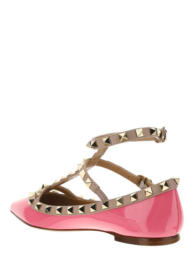 Patent Rockstud Caged Ballet Flat - Pink / Poudre