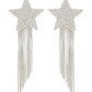 Star Earrings With Brass Chains - Palladium