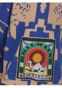 Cropped Cotton T-shirt with Balmain Logo Print -  Multicolor