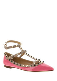 Patent Rockstud Caged Ballet Flat - Pink / Poudre