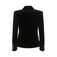 Velvet Jacket With Double-Buttoned Fastening - Black