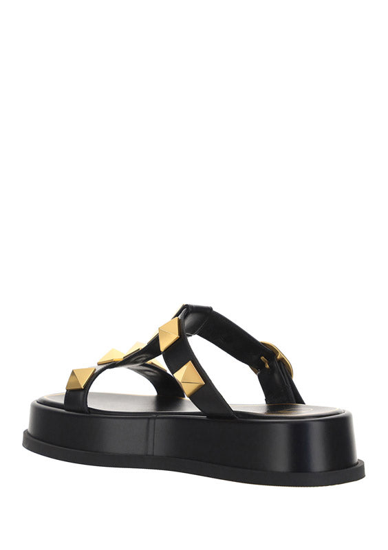 Roman Stud Flatform Sandals - Black