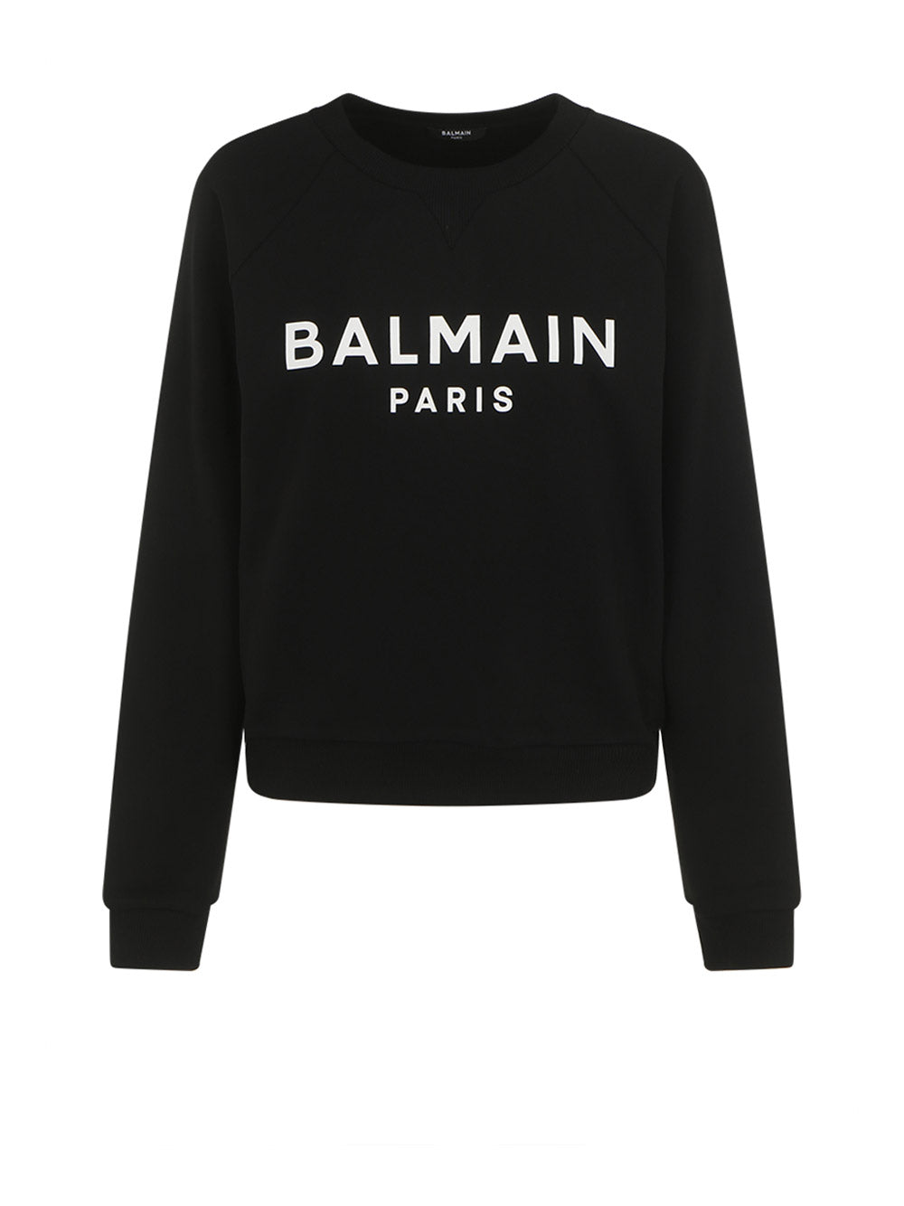 Eco-Designed Cotton Sweatshirt with Balmain Logo Print - Black