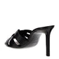 Tribute Heeled Mules In Smooth Leather - Black