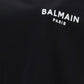Cropped eco-designed cotton T-shirt with small flocked Balmain logo - Black