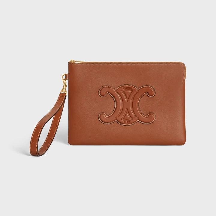Small Pouch with Strap Cuir Triomphe in Smooth Calfskin - Tan