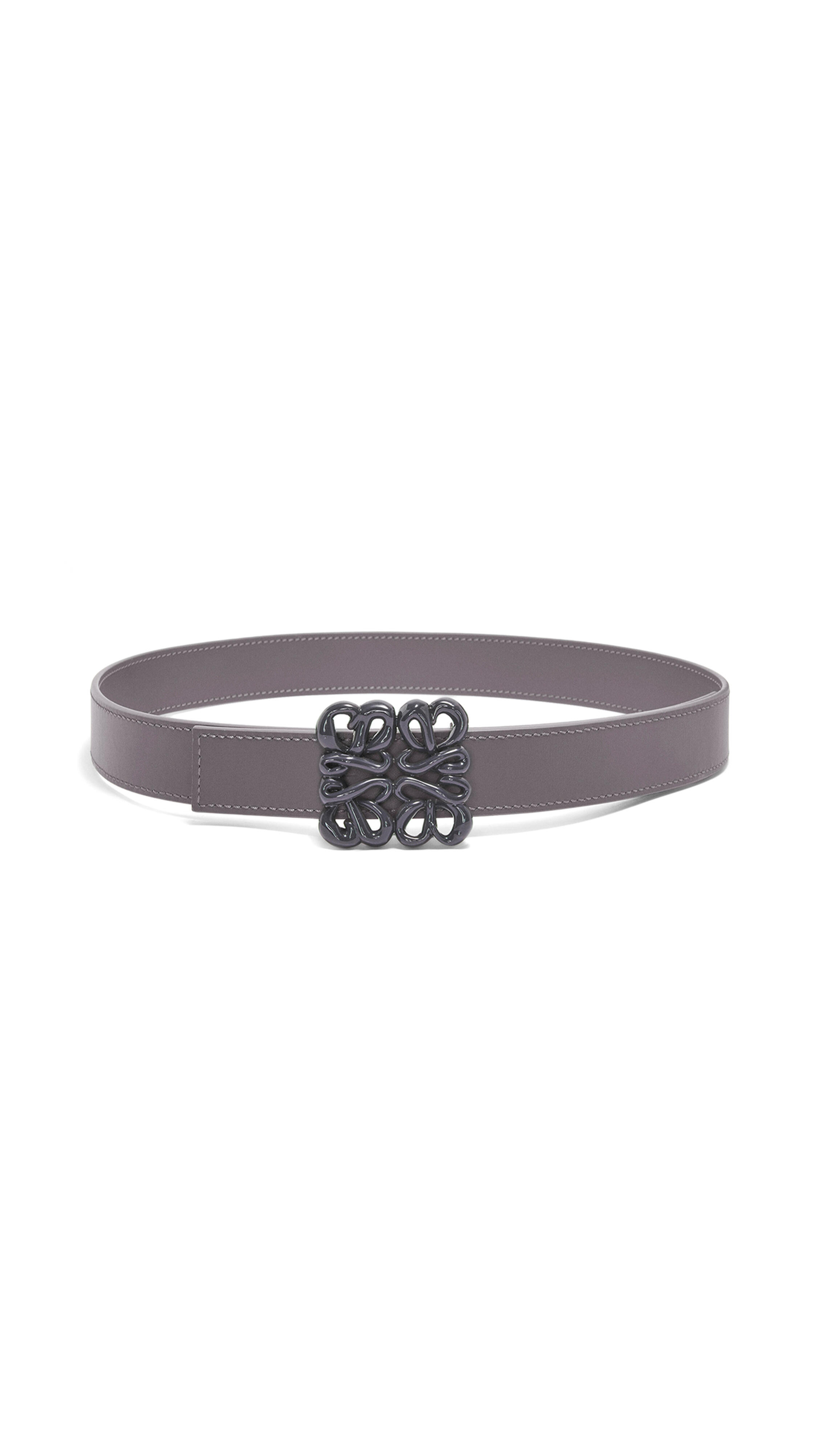 Reversible Inflated Anagram Belt in Soft Calfskin - Anthracite/Onyx Blue