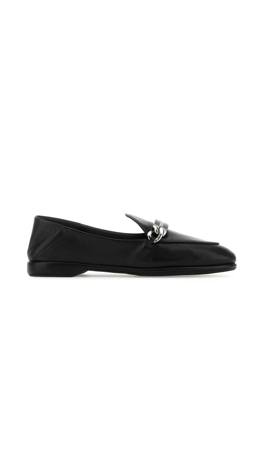 Foldable Leather Loafers - Black