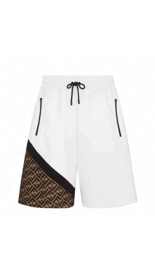 Jersey Bermuda Shorts - White/Brown