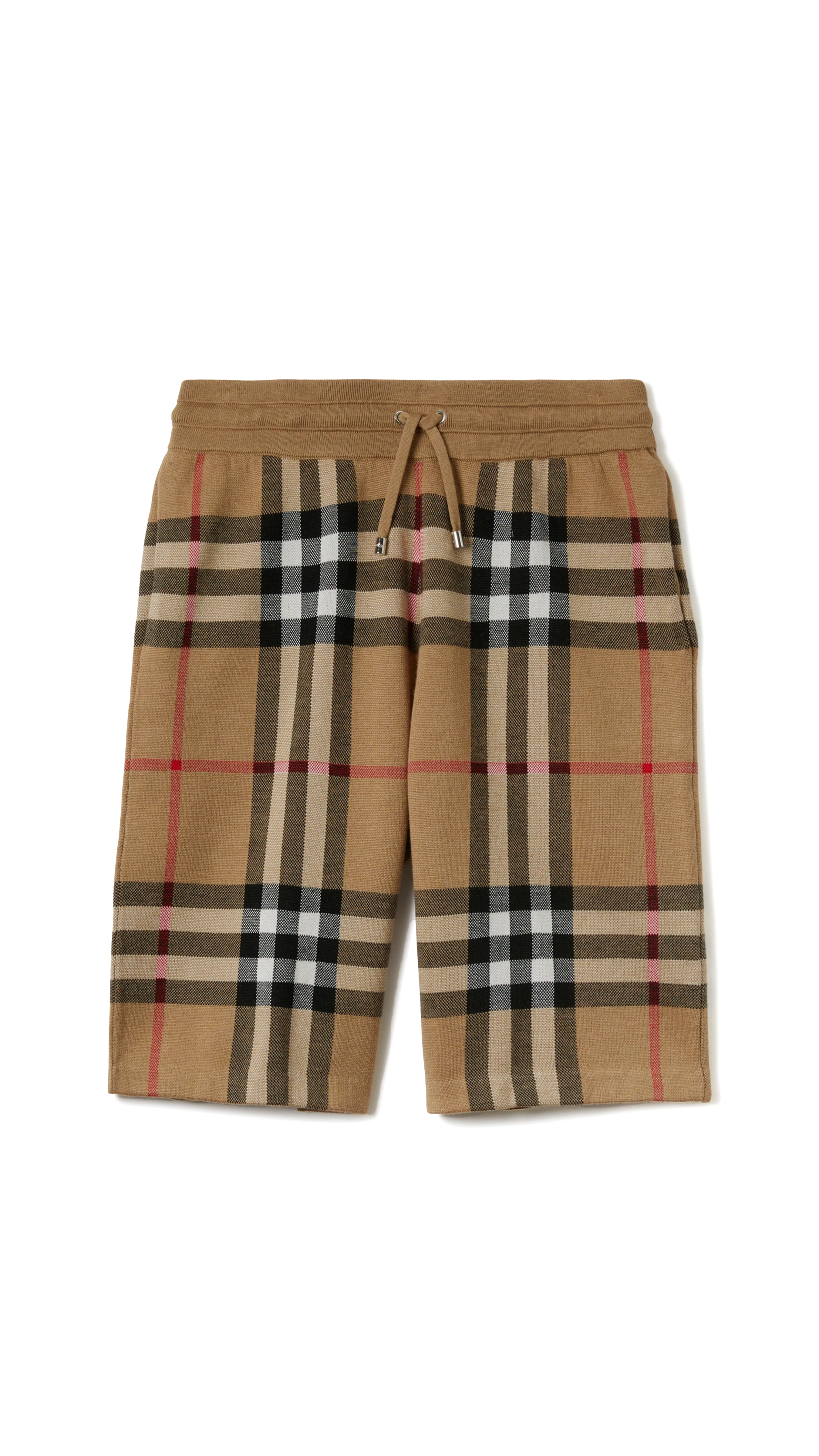 Check Silk Wool Jacquard Shorts - Archive Beige