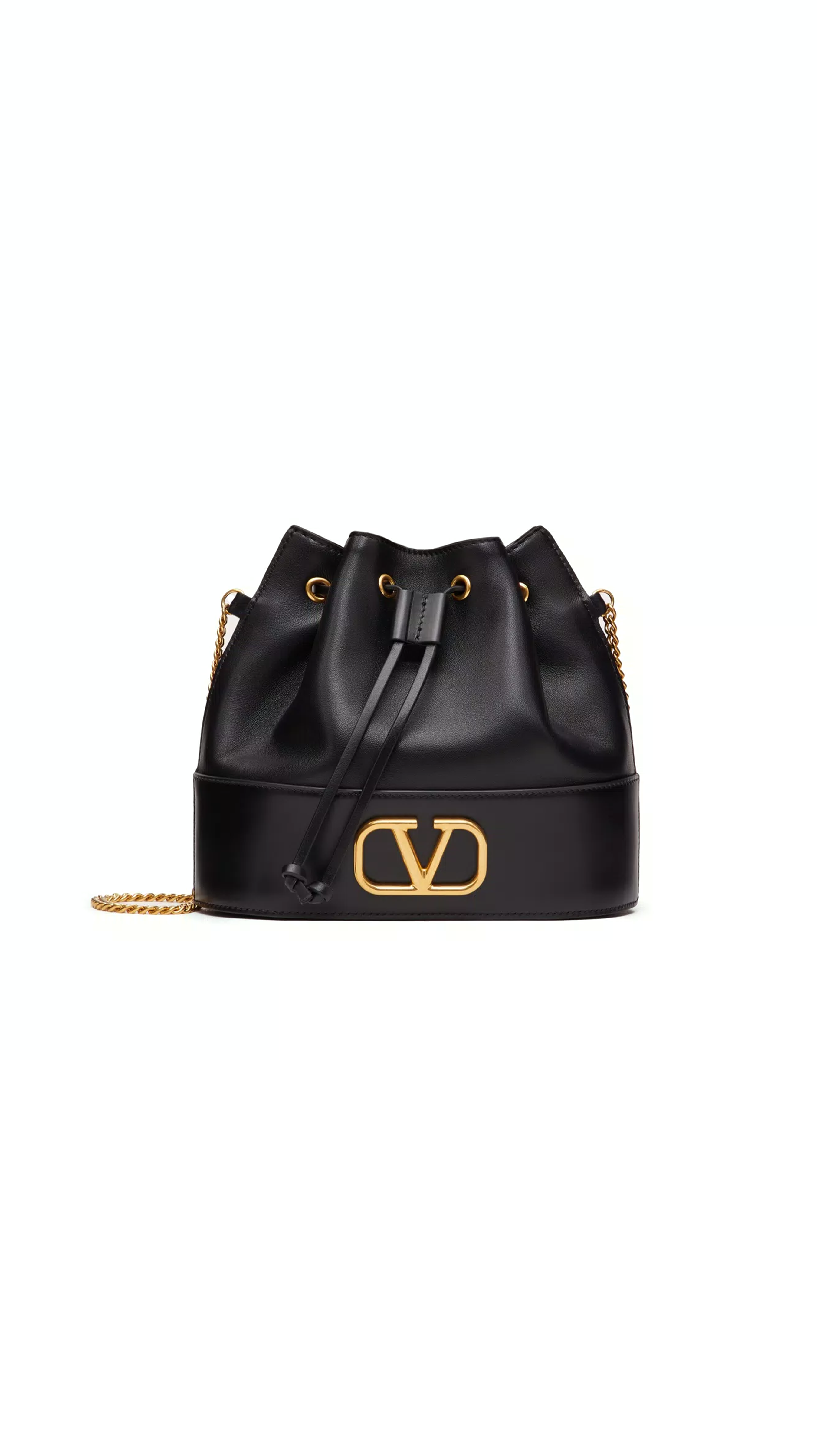 Valentino Garavani Mini Bucket Bag in Nappa with Vlogo Signature Chain Woman Black Onesize