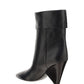 Niki Booties In Smooth Leather and Silver Tone Monogram - Black
