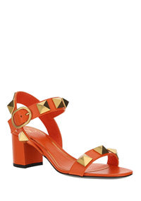 Roman Stud Calfskin Sandal 60MM - Orange